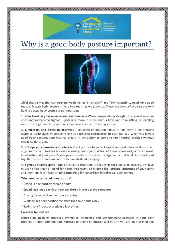 Why is a good body posture important
