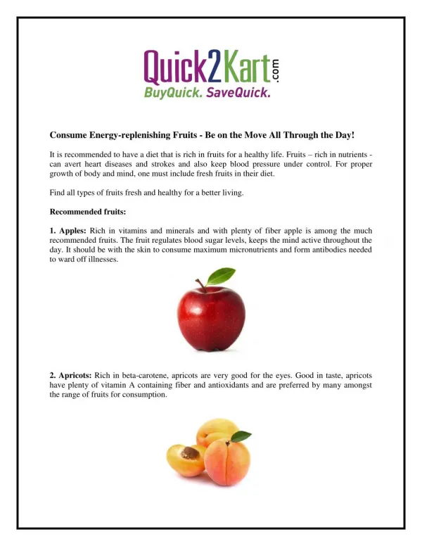 Consume Energy-replenishing Fruits - Be on the Move All Through the Day!