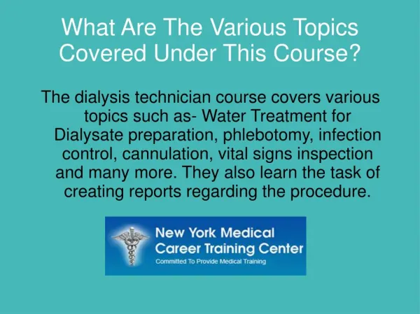 What All Can Students Learn Under Dialysis Technician Training?