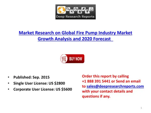 Global Fire Pump Industry 2015 Size Statistics Analysis and 2020 Forecast