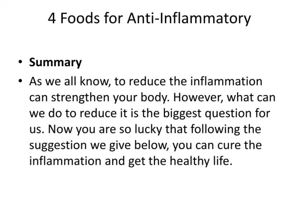 Four Food for Anti-Inflammatory