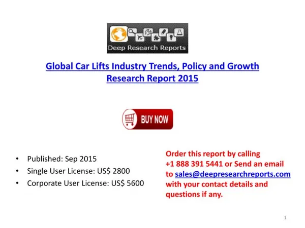 2015 Global Car Lifts Industry Manufacturers Analysis Report