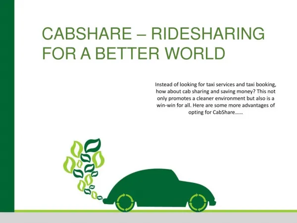 CABSHARE – RIDESHARING FOR A BETTER WORLD