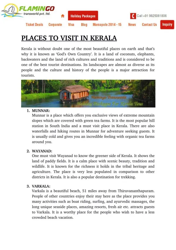 PLACES TO VISIT IN KERALA