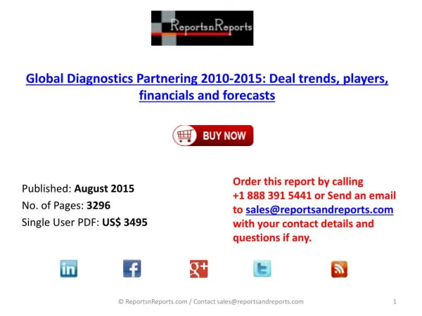 Comprehensive and Detailed Review of Diagnostics Partnering Market Deals 2010 – 2015