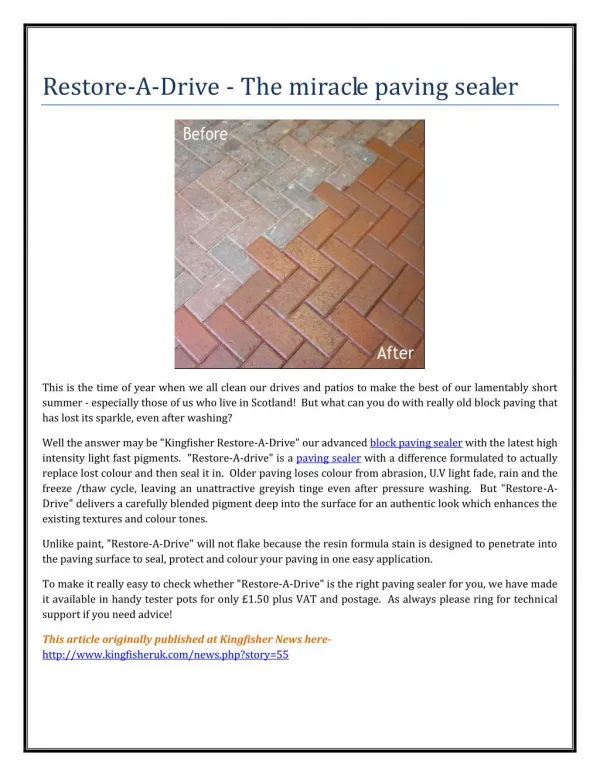 Restore-A-Drive - The miracle paving sealer