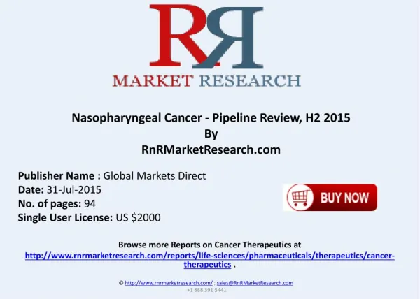Nasopharyngeal Cancer Pipeline Therapeutics Development Review H2 2015