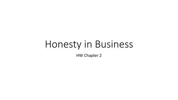 Honest Work: Chapter 2 on Deception