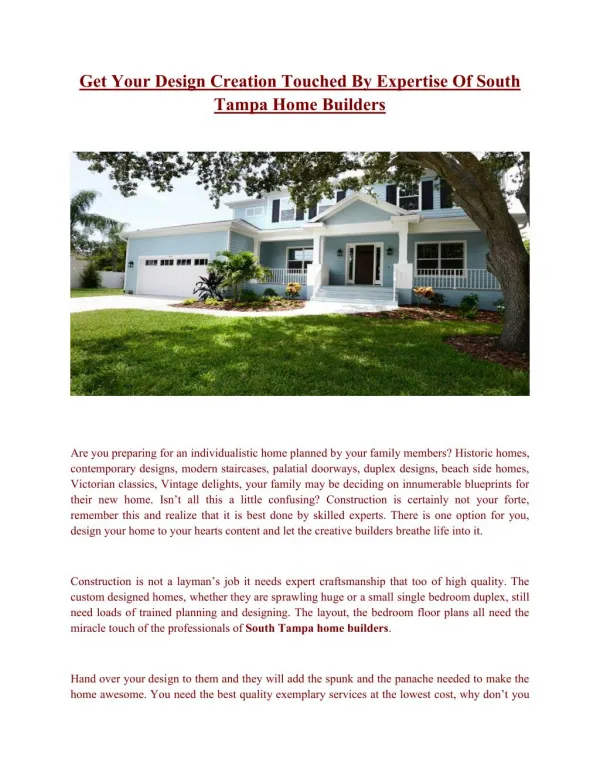 South Tampa Home Builders - Javic Homes