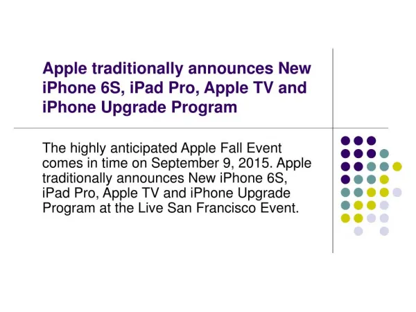 Apple announces New iPhone 6S, iPad Pro, Apple TV and iPhone Upgrade Program
