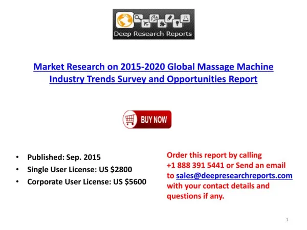2015-2020 Global Massage Machine Industry Trends Survey and Opportunities Report