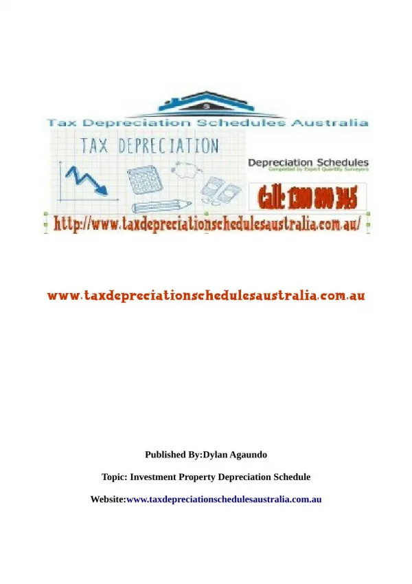 Tax depreciation Schedule Australia | Investment Property Depreciation Schedule