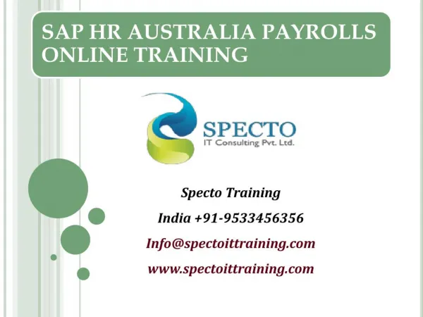 live on sap hr australia payrolls training in india
