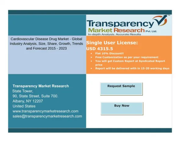 Cardiovascular Disease Drug Market Segment Forecasts up to 2023,Research Reports-Transparency Market Research