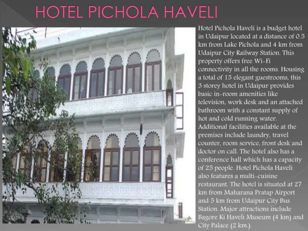 Hotel Pichola Haveli