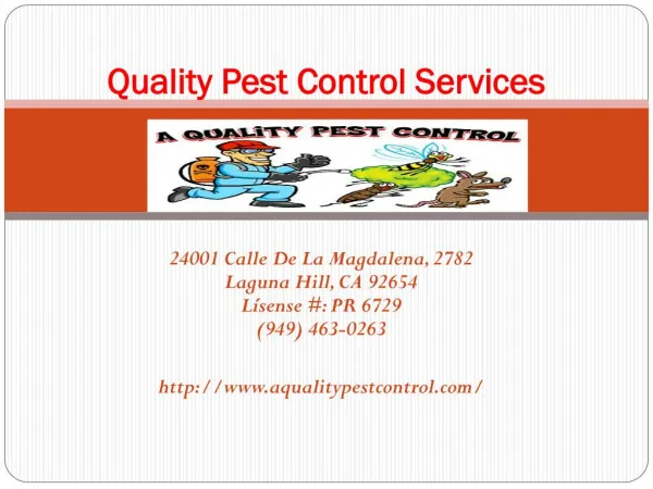 Best Pest Control Services Company & Operators in Laguna Hills, CA