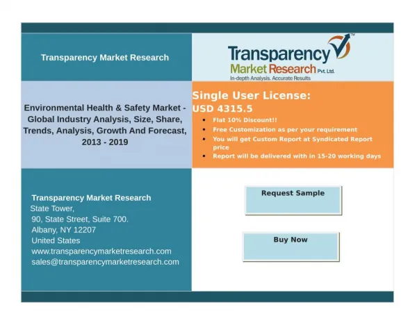 Environmental Health & Safety Market - Global Industry Analysis,Growth And Forecast, 2013 – 2019.