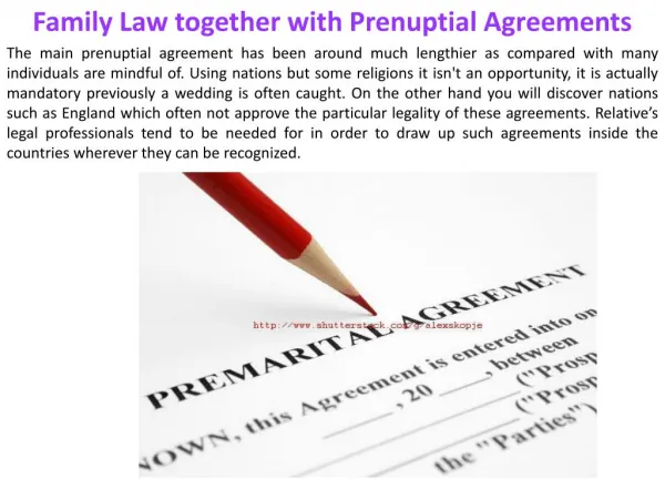 Family Law together with Prenuptial Agreements