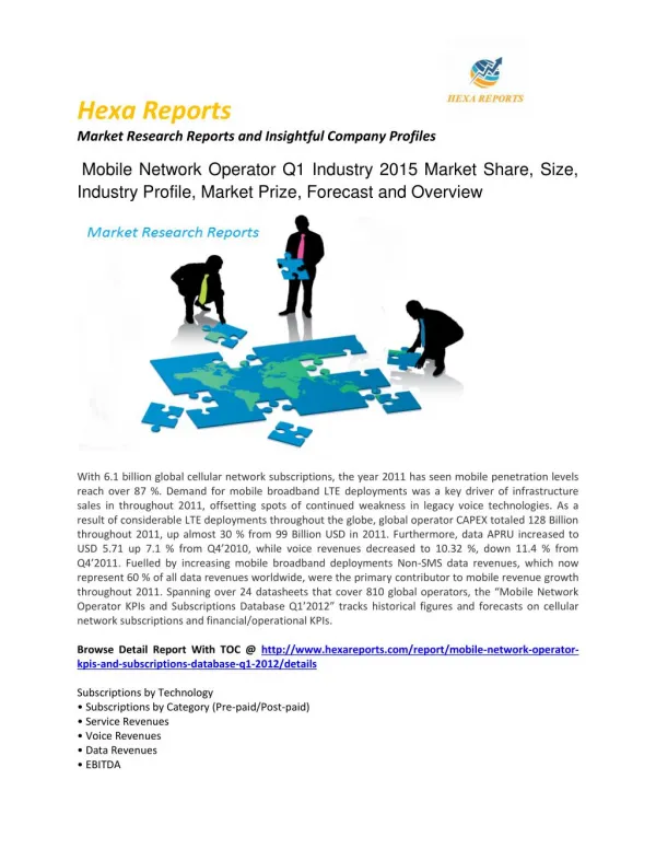 Mobile Network Operator Market Strategies and Key Trends,Market Share and Growth Rate,Pricing and Forecasts 2011-2020