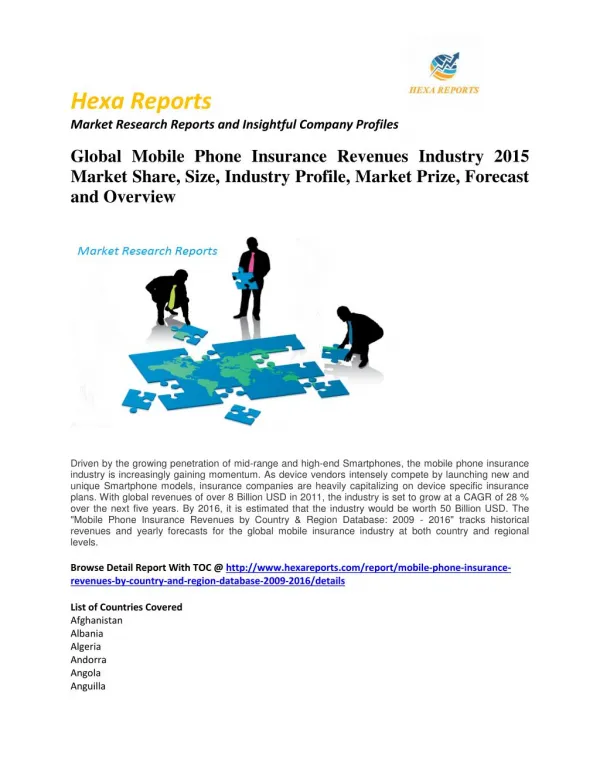 Mobile phone insurance revenues market strategies and key trends, share and Forecast 2011 - 2020