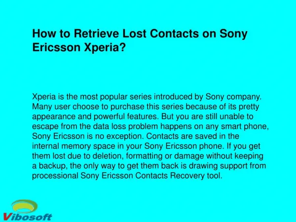 How to Recover Deleted Contacts from Sony Ericsson Xperia
