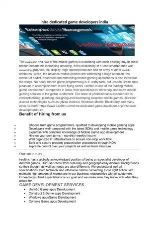 hire dedicated android game development in india - slide 1