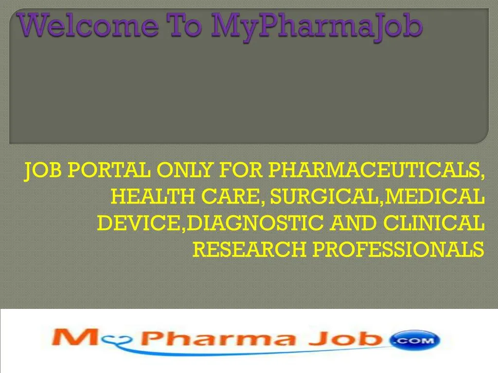 welcome to mypharmajob