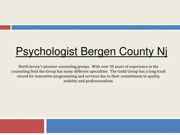 Psychologist Bergen County Nj