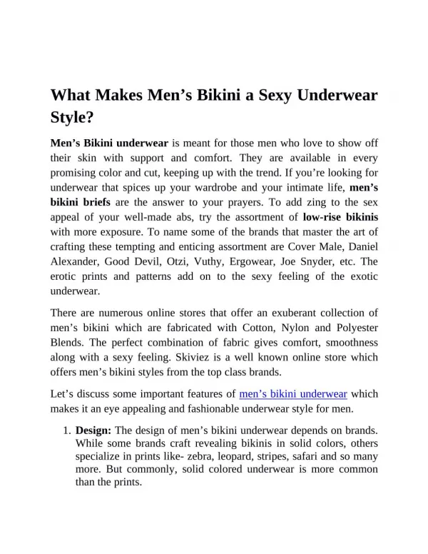 What Makes Men’s Bikini a Sexy Underwear Style?