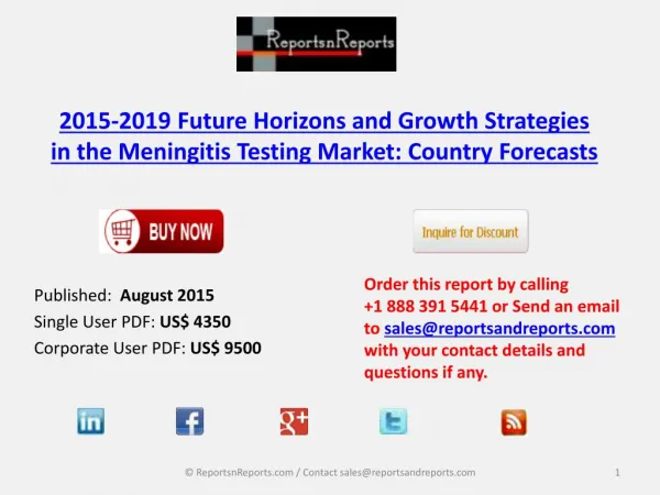 Meningitis Testing Market to 2019 - Future Horizons and Growth Strategies