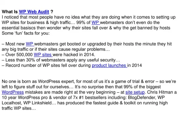 WP Web Audit Review and Bonuses