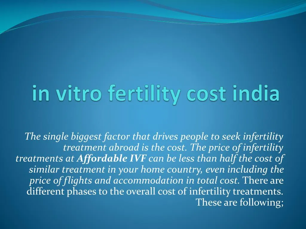 in vitro fertility cost india