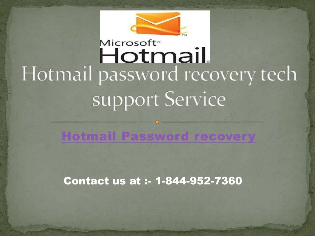 hotmail password recovery tech support service