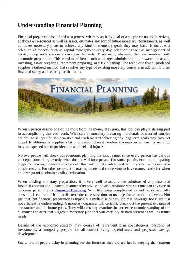 Understanding Financial Planning