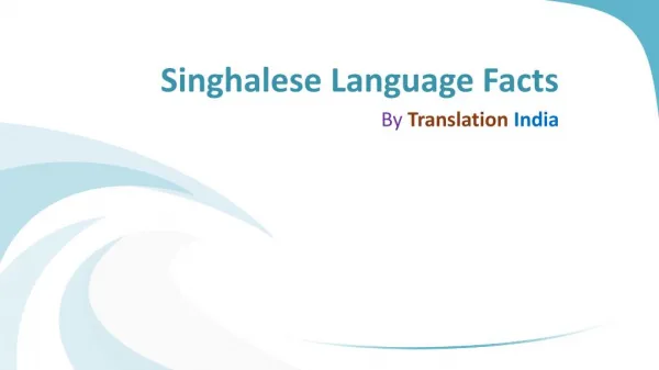 Singhalese Language Facts - Translation India