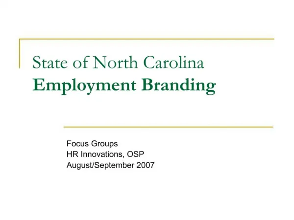State of North Carolina Employment Branding