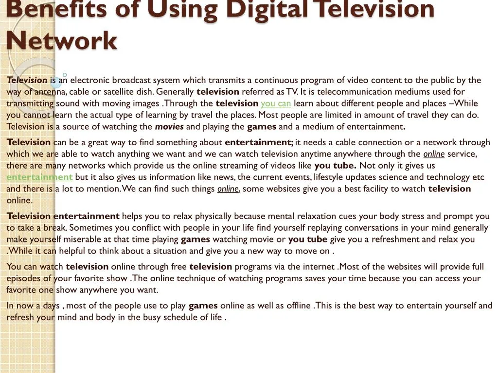benefits of using digital television network