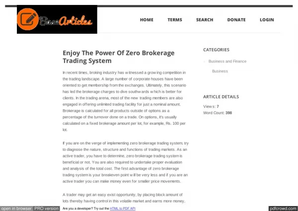 Enjoy The Power Of Zero Brokerage Trading System