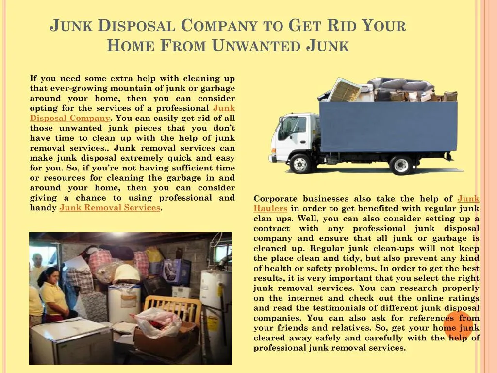 junk disposal company to get rid your home from unwanted junk