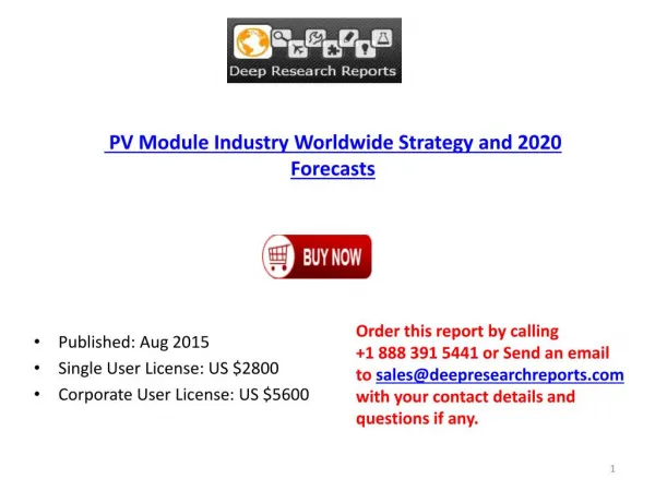 International PV Module Market 2015 Analysis, Demand and Insights