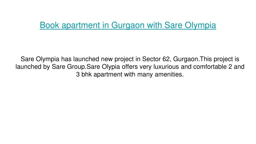 book apartment in gurgaon with sare olympia