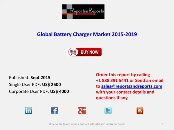 Global Battery Charger Market 2015-2019