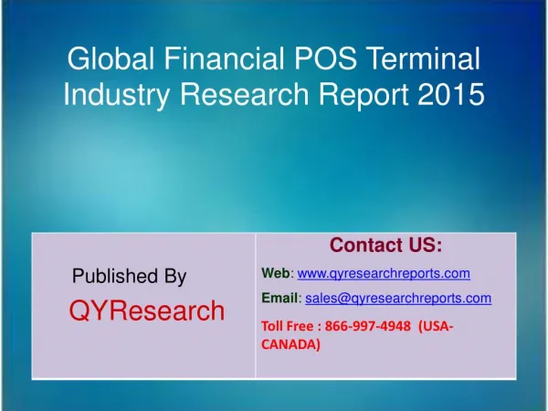 Global Financial POS Terminal Industry Analysis, Research, Share, Trends and Growth