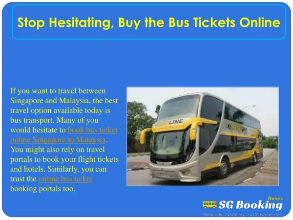 Stop Hesitating, Buy the Bus Tickets Online