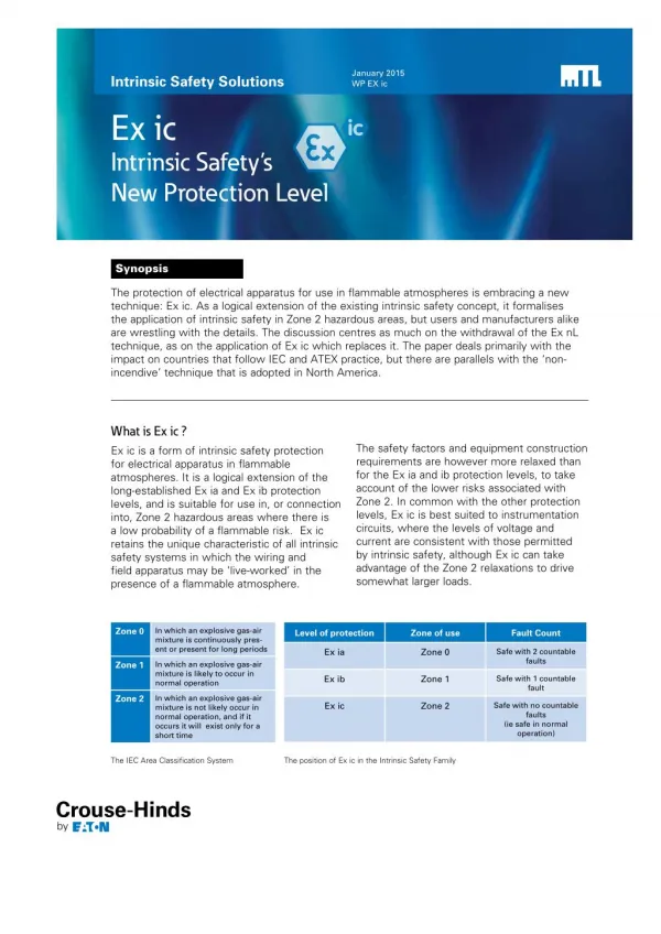 Ex ic - Intrinsic Safety New Protection Level
