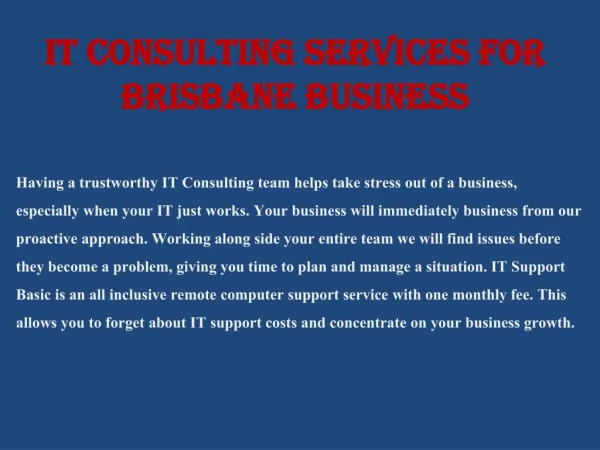 IT Consulting Services for Brisbane Business