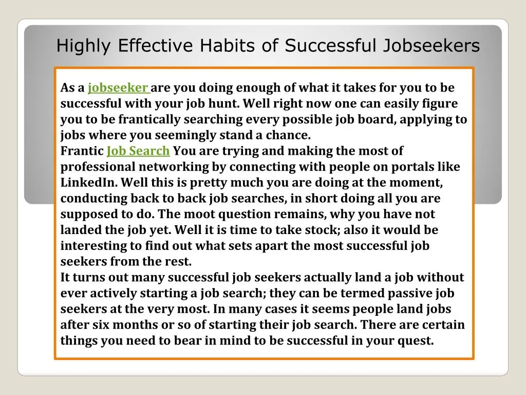highly effective habits of successful jobseekers