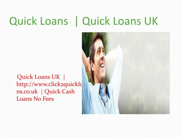 Quick Cash Loans UK | Fast Loans UK