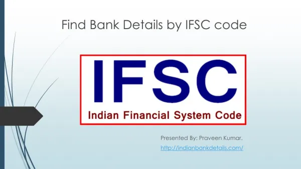 Find Bank Details by IFSC code