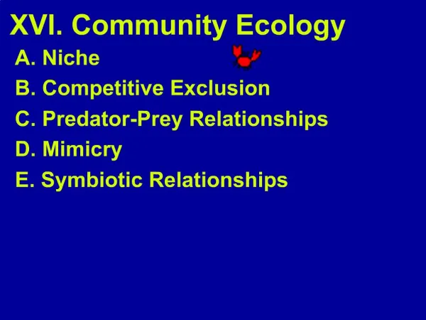 XVI. Community Ecology